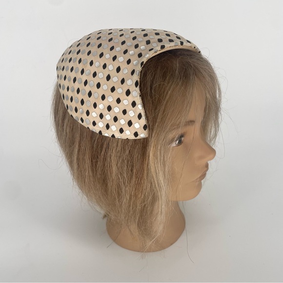 2FOR$30 Vintage Cream Fascinator With Black & Silver Pattern / Headband - Picture 11 of 14